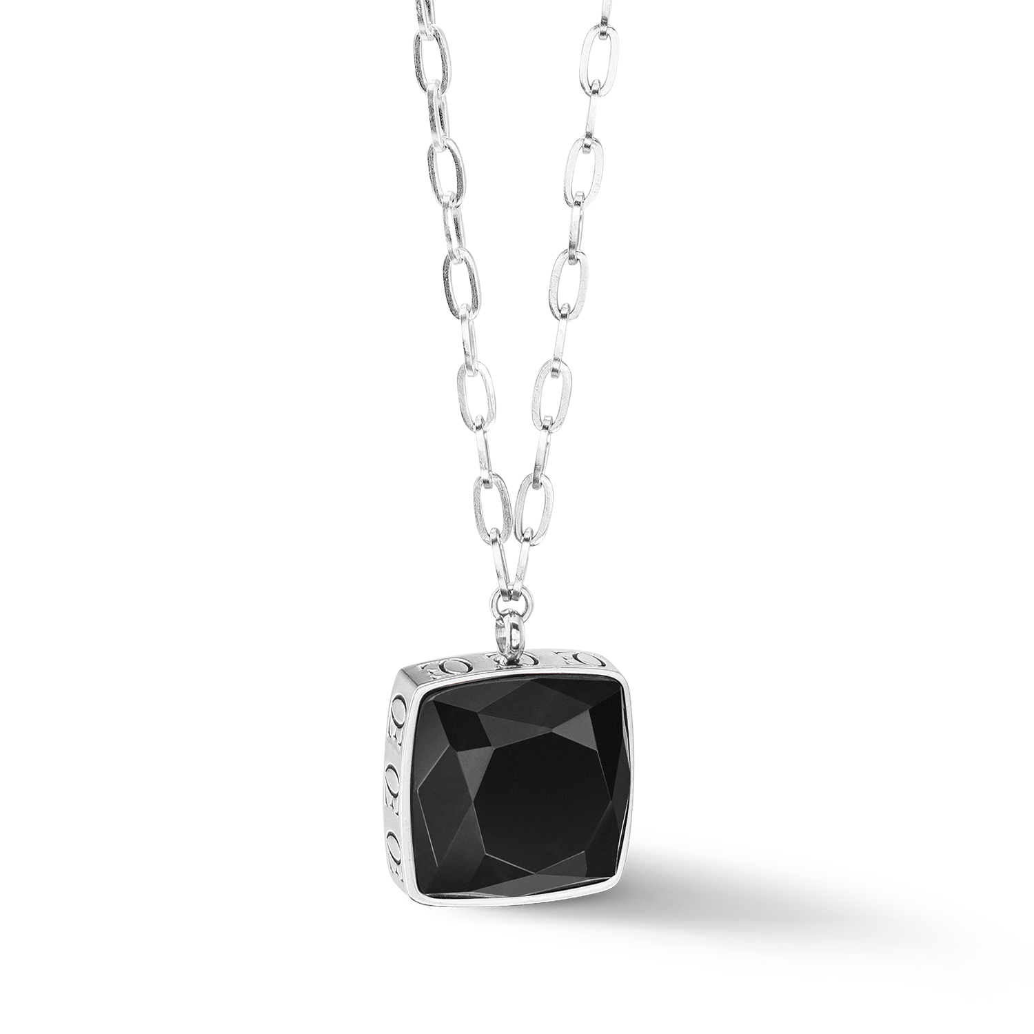 Collier OE Amulette Square Onyx argent-noir