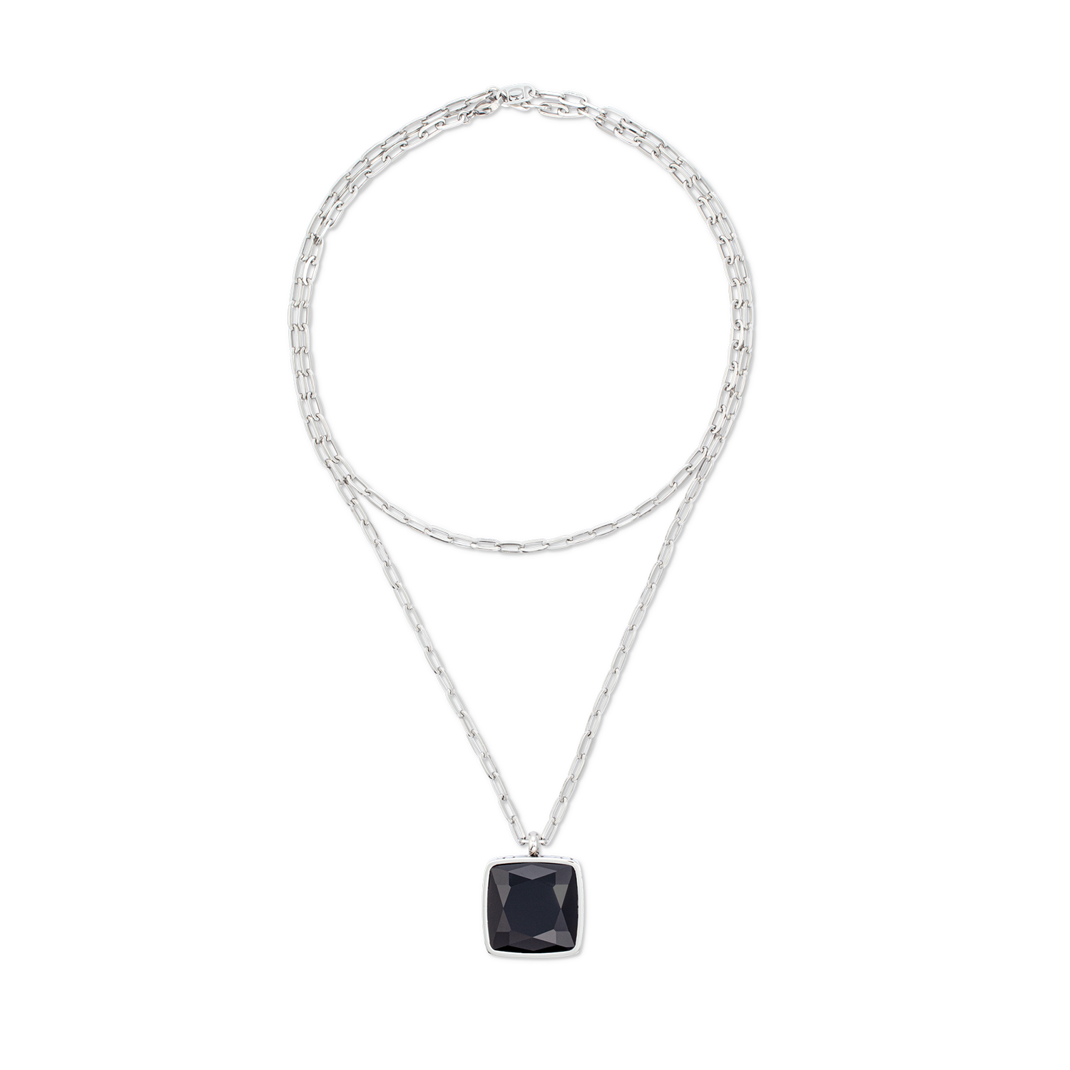 Collier OE Amulette Square Onyx argent-noir