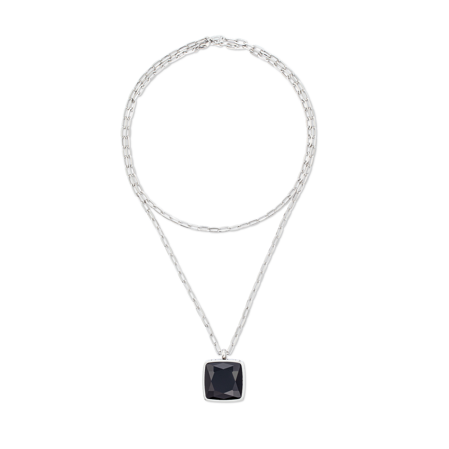 Collier OE Amulette Square Onyx argent-noir