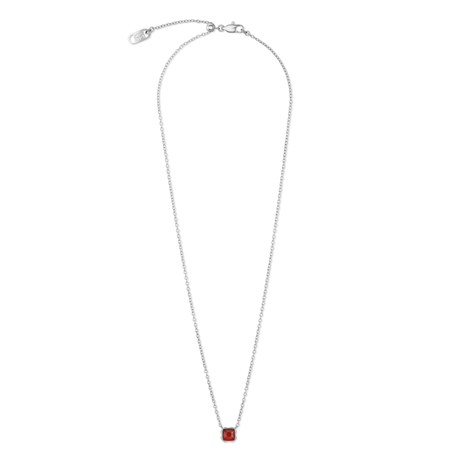 Birthstone Janvier Collier Agate Rouge Argent