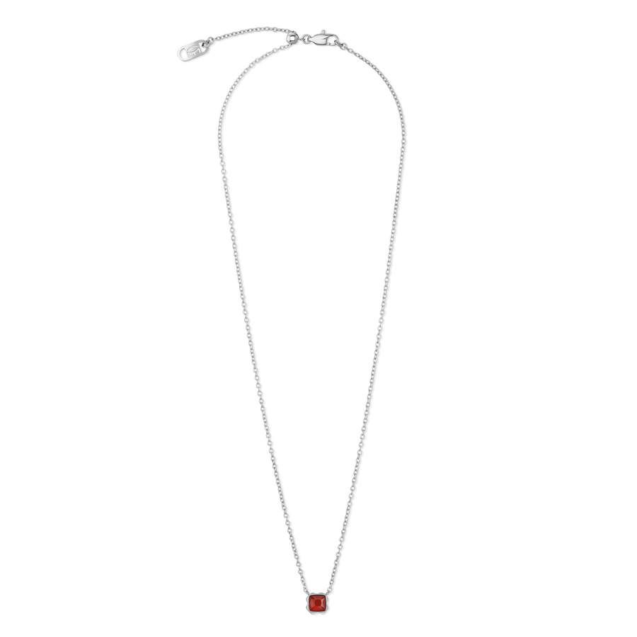 Birthstone Janvier Collier Agate Rouge Argent