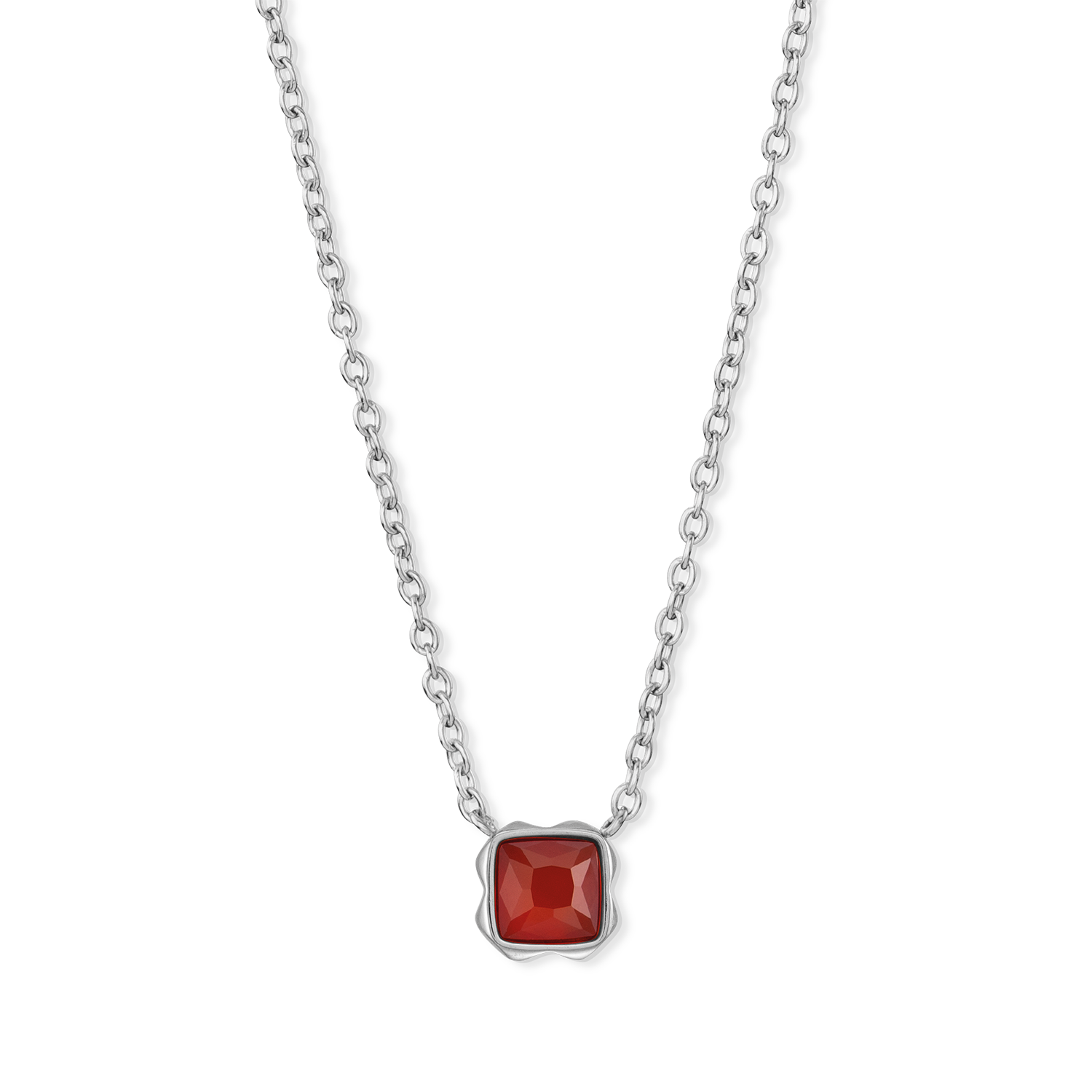 Birthstone Janvier Collier Agate Rouge Argent