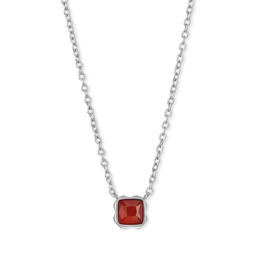 Birthstone Janvier Collier Agate Rouge Argent