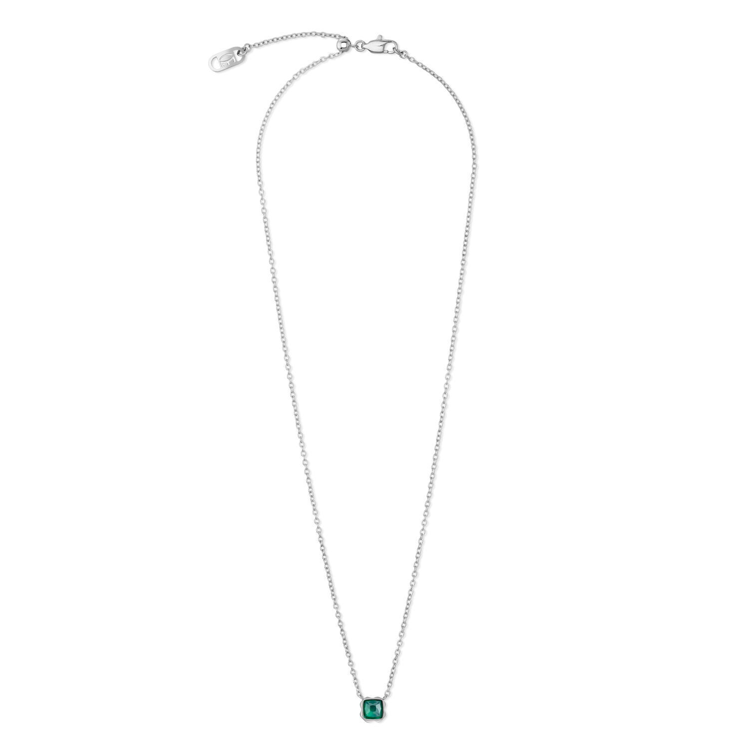 Birthstone Mai Collier Agate Verte Argent