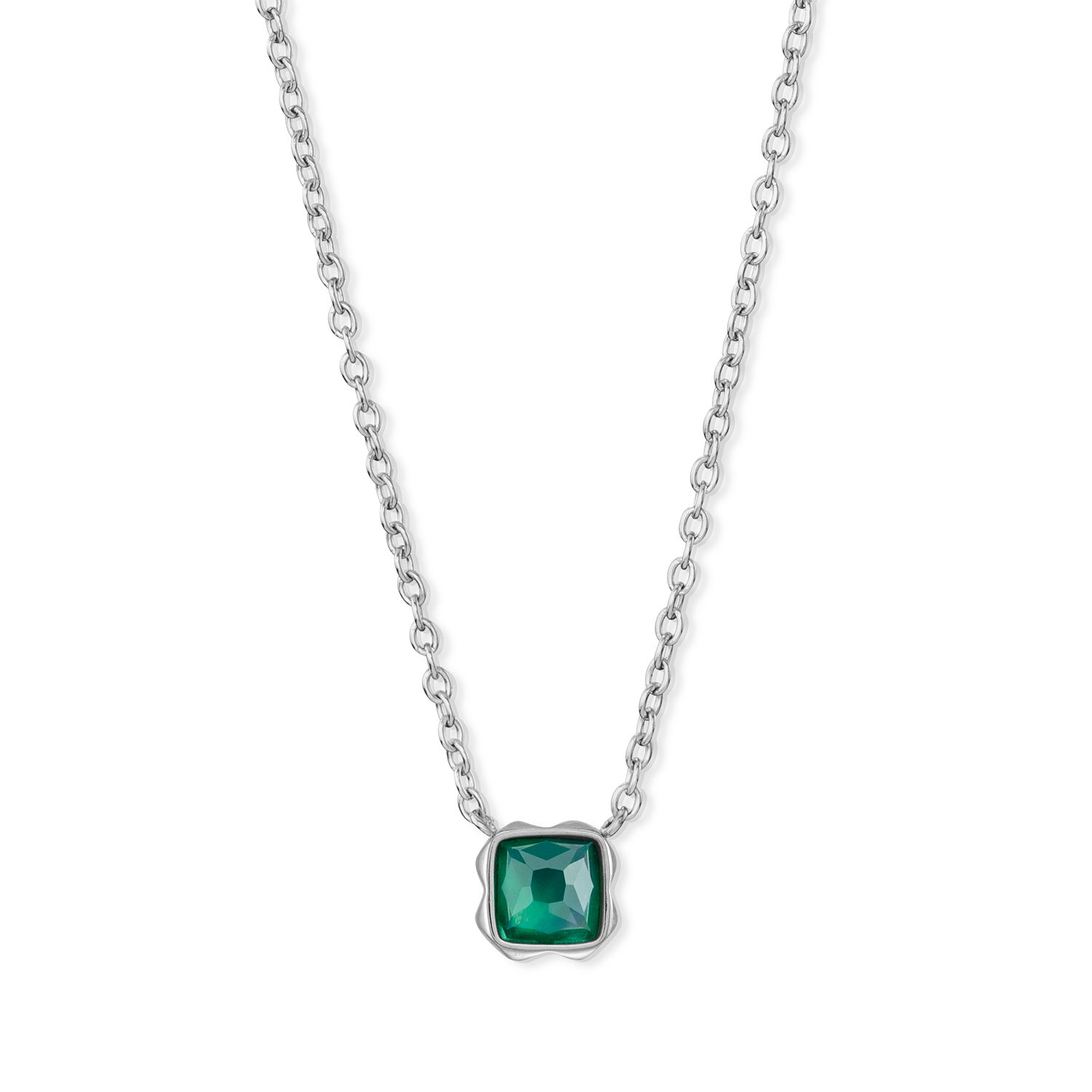 Birthstone Mai Collier Agate Verte Argent