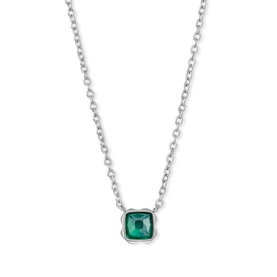 Birthstone Mai Collier Agate Verte Argent