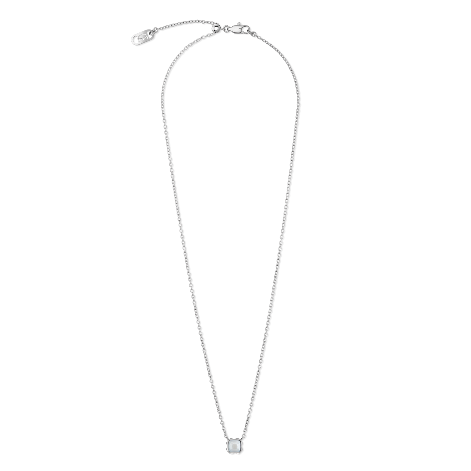 Birthstone Avril Collier Quartz Blanc Argent