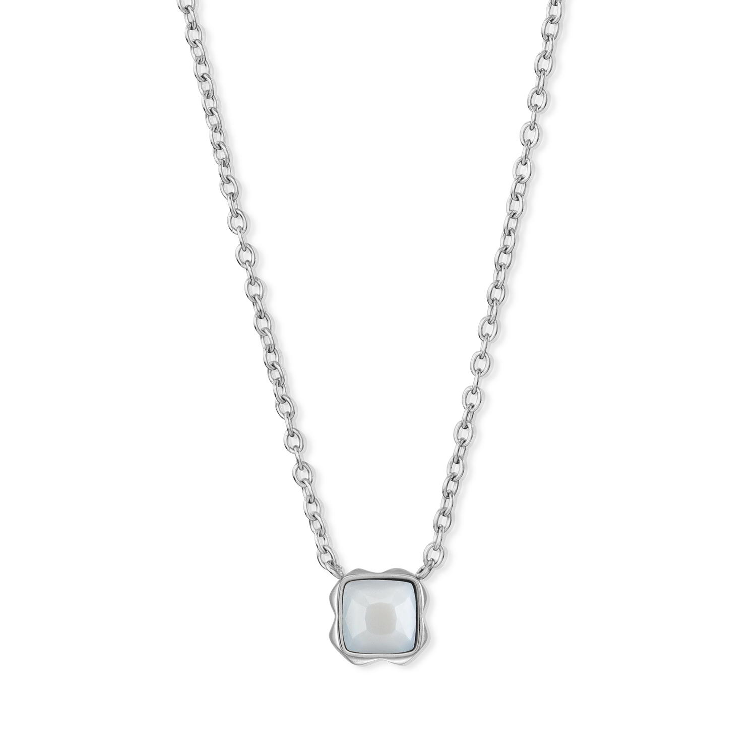 Birthstone Avril Collier Quartz Blanc Argent