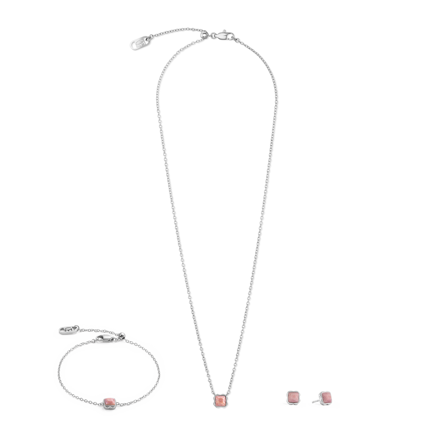 Birthstone Juillet Collier Rhodochrosite Argent