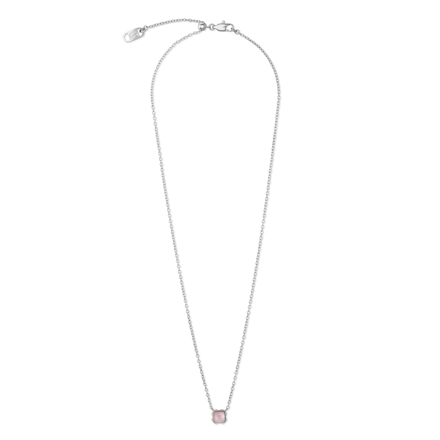 Birthstone Octobre Collier Quartz Rose Argent