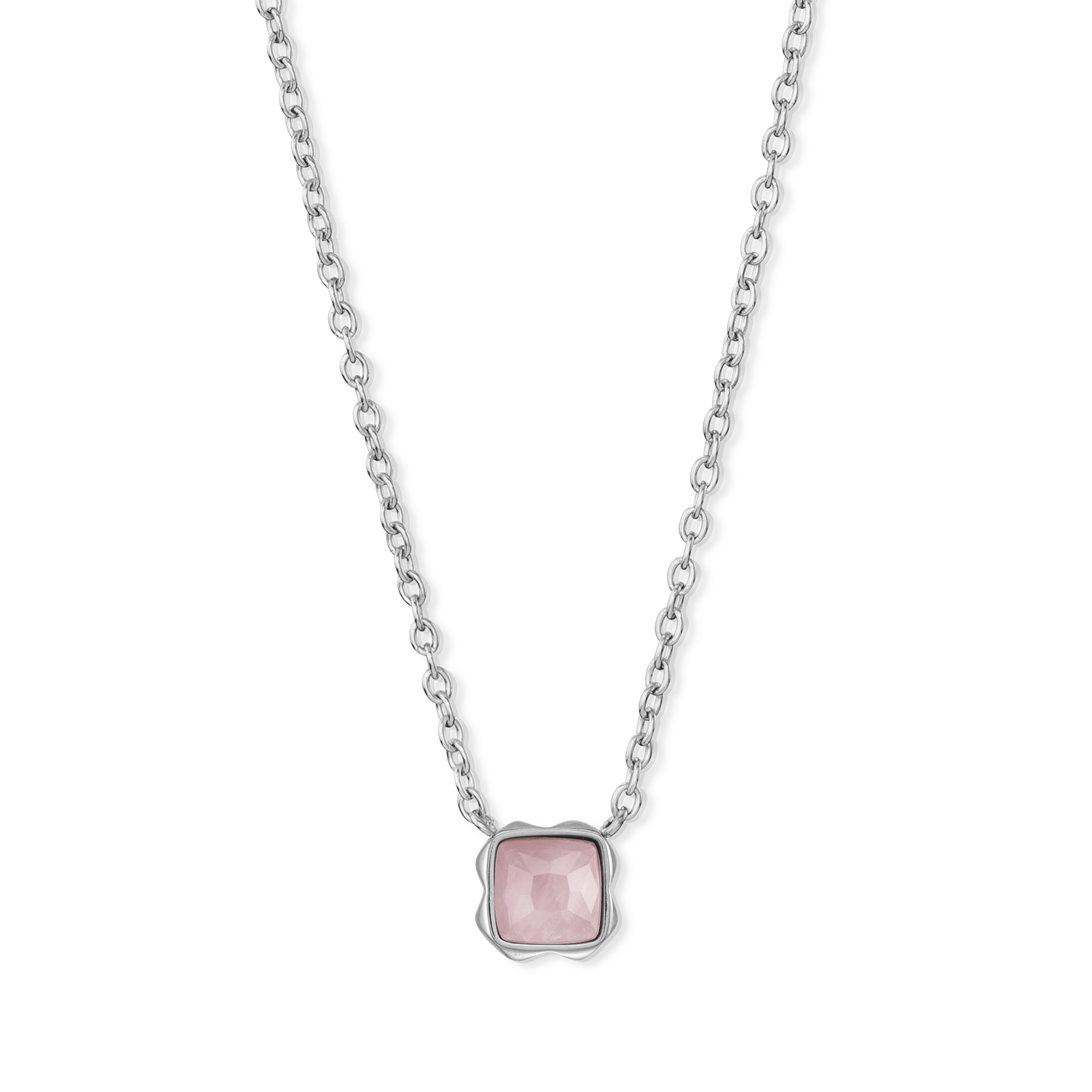 Birthstone Octobre Collier Quartz Rose Argent