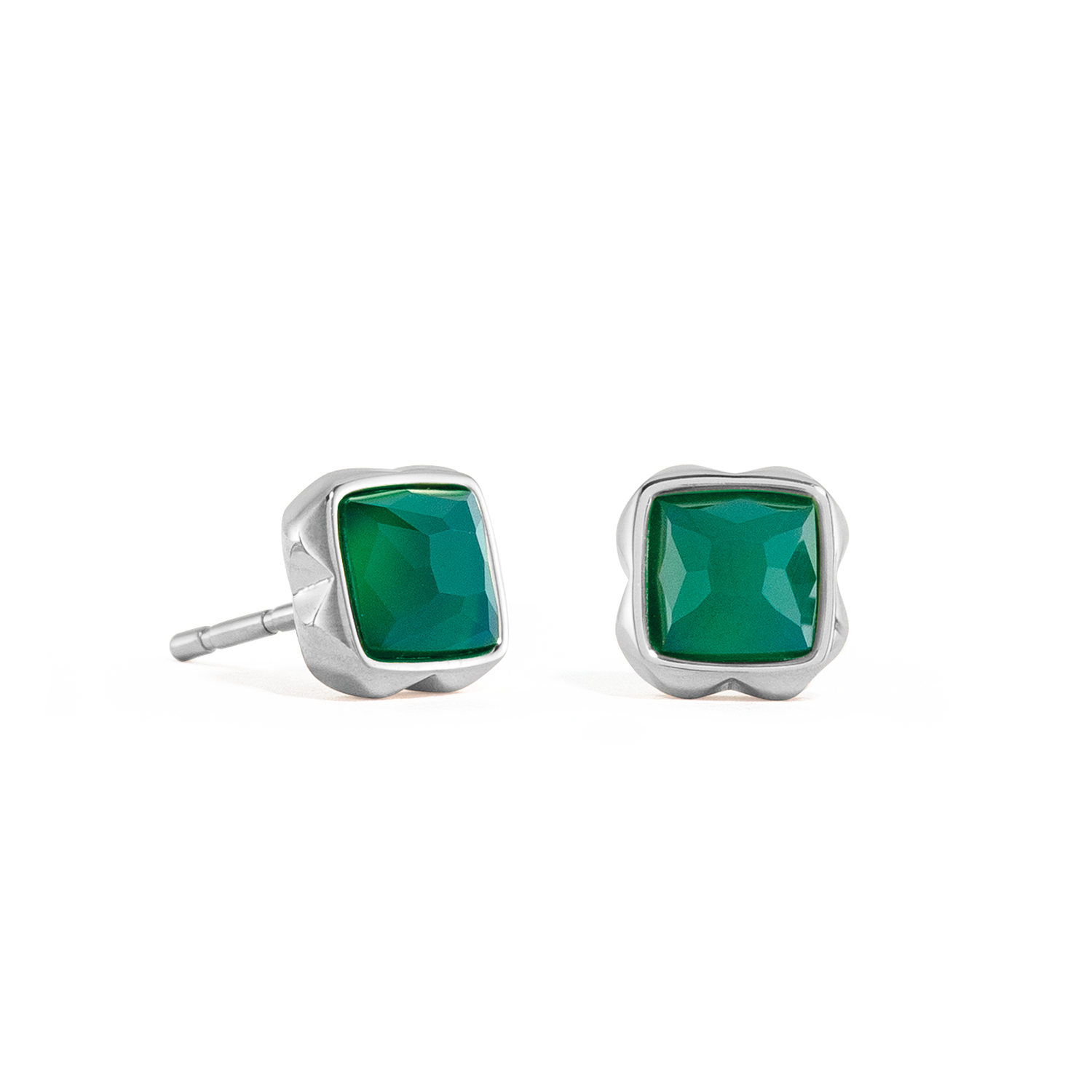 Birthstone Mai Boucles d'oreille Agate Verte Argent
