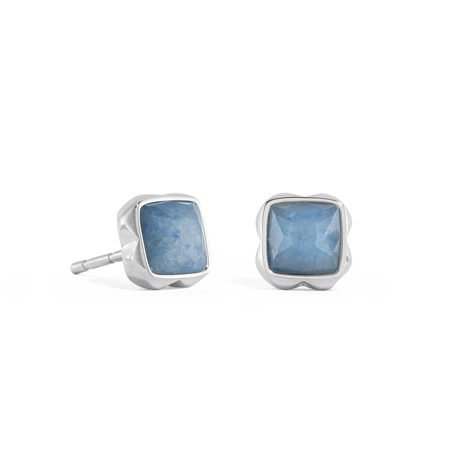Birthstone Mars Boucles d'oreille Aventurine Bleue Argent