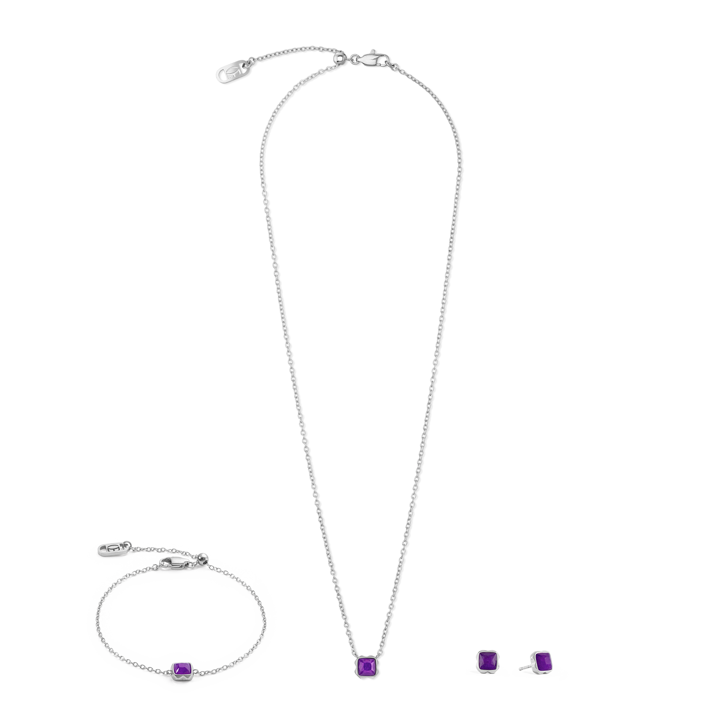 Birthstone Février Boucles d'oreilles Sugilith Argent