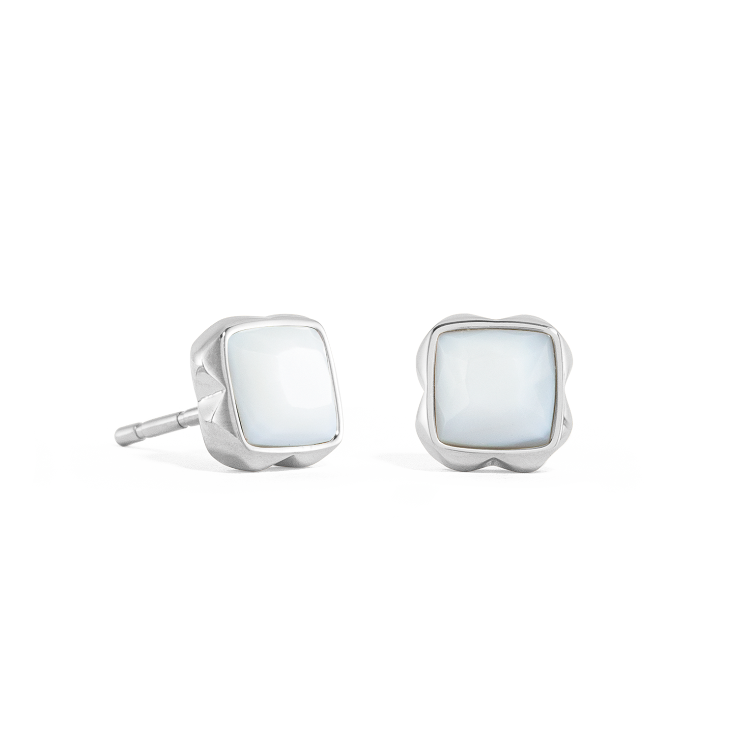 Birthstone Avril Boucles d'oreille Quartz Blanc Argent