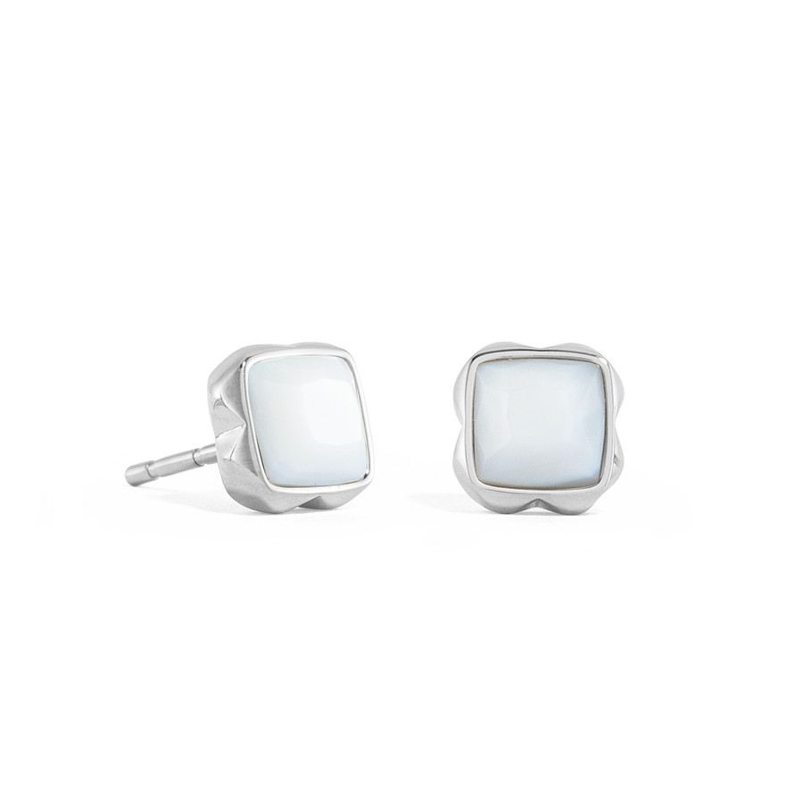 Birthstone Avril Boucles d'oreille Quartz Blanc Argent