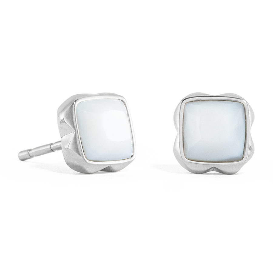 Birthstone Avril Boucles d'oreille Quartz Blanc Argent