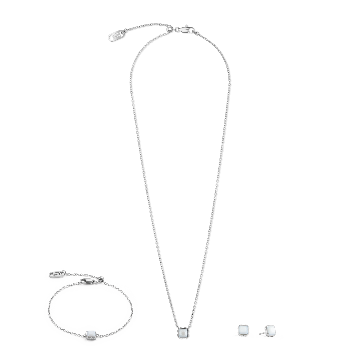 Birthstone Avril Boucles d'oreille Quartz Blanc Argent