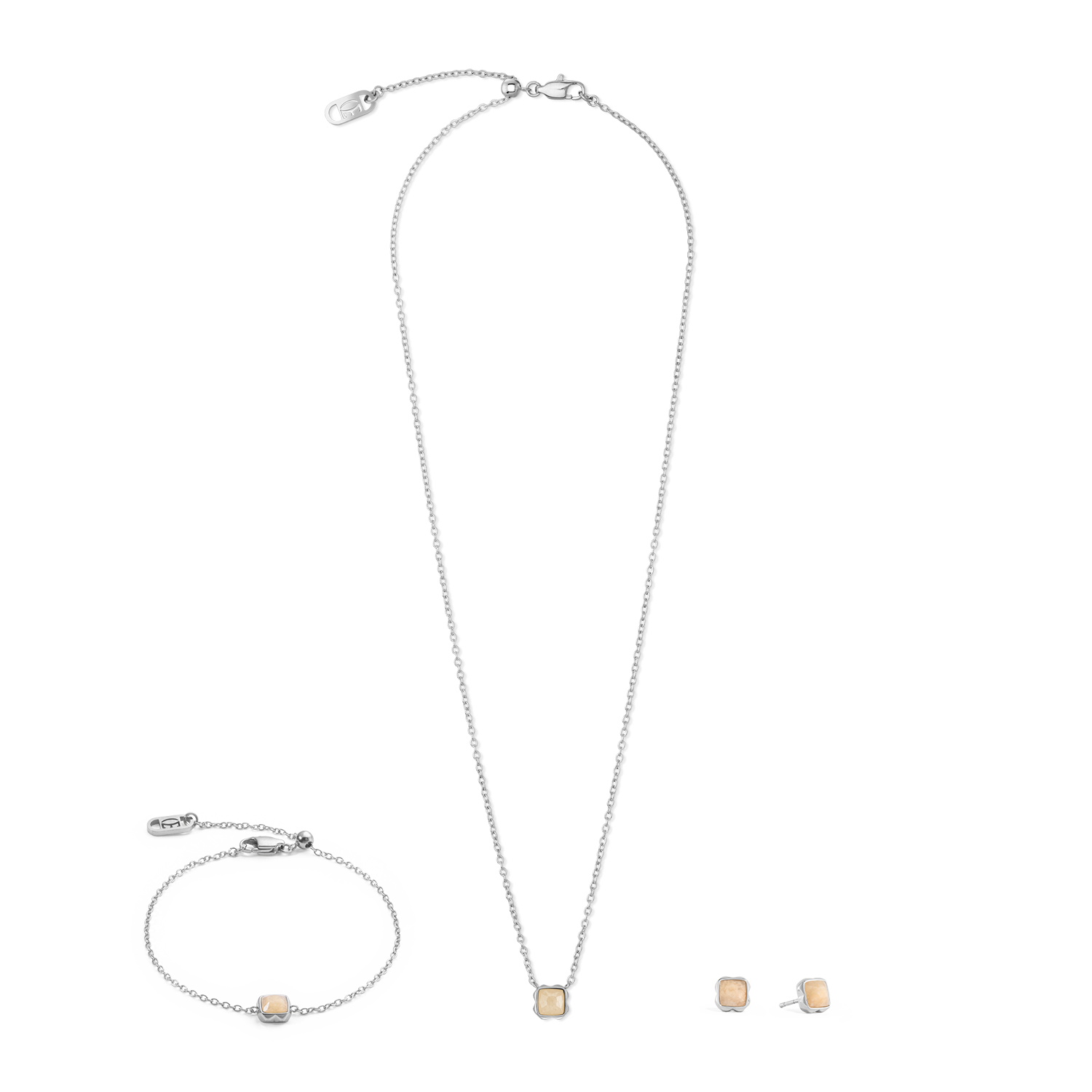 Birthstone Juin Boucles d'oreille Crème Jade Argent