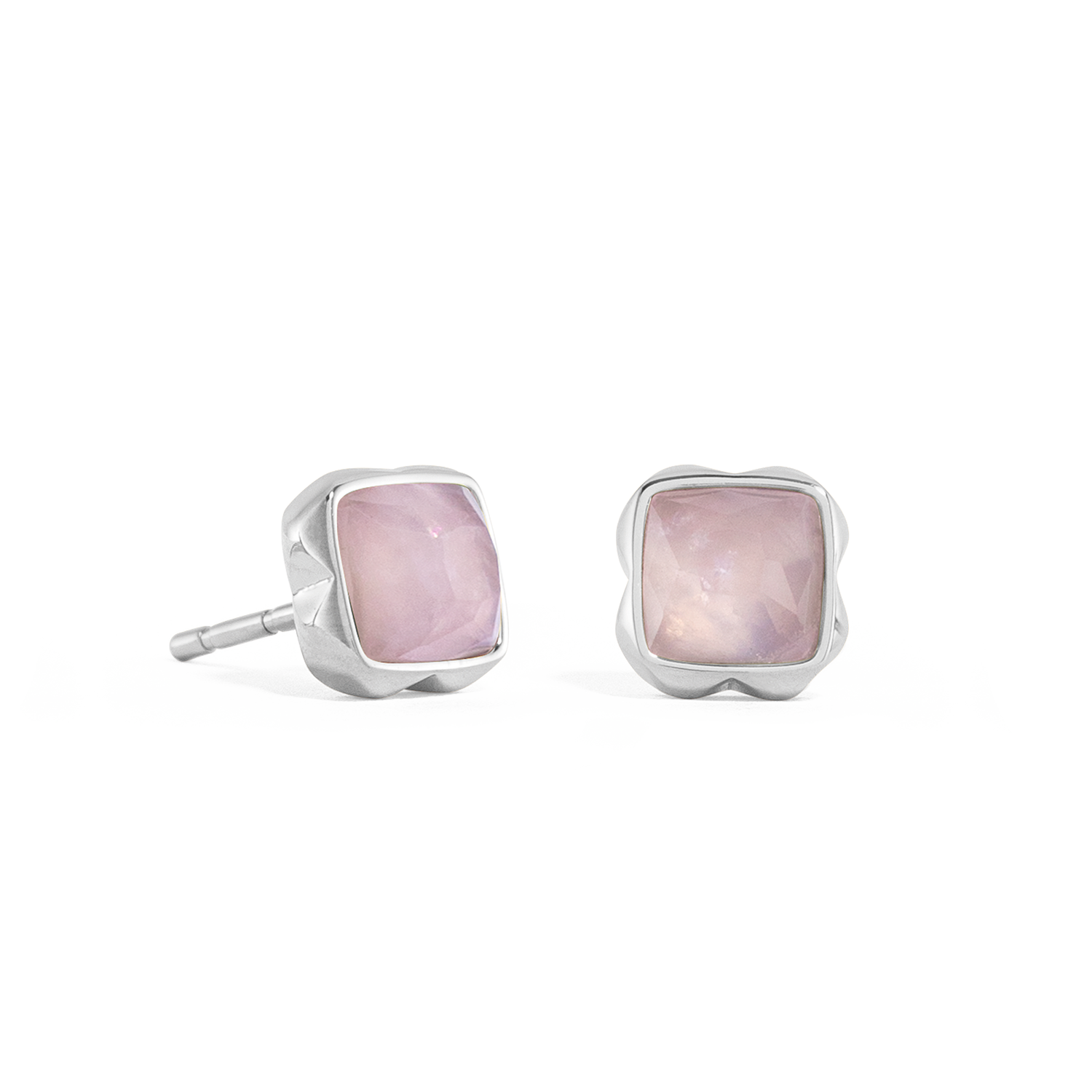 Birthstone Octobre Boucles d'oreille Quartz Rose Argent