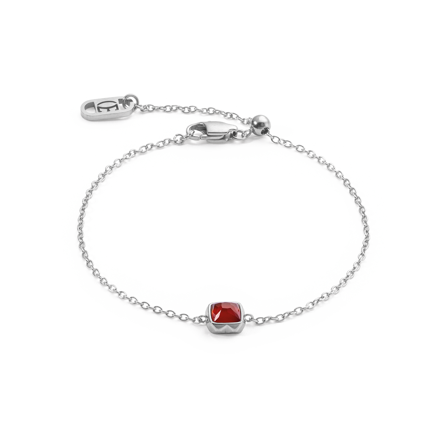 Birthstone Janvier Bracelet Agate Rouge Argent