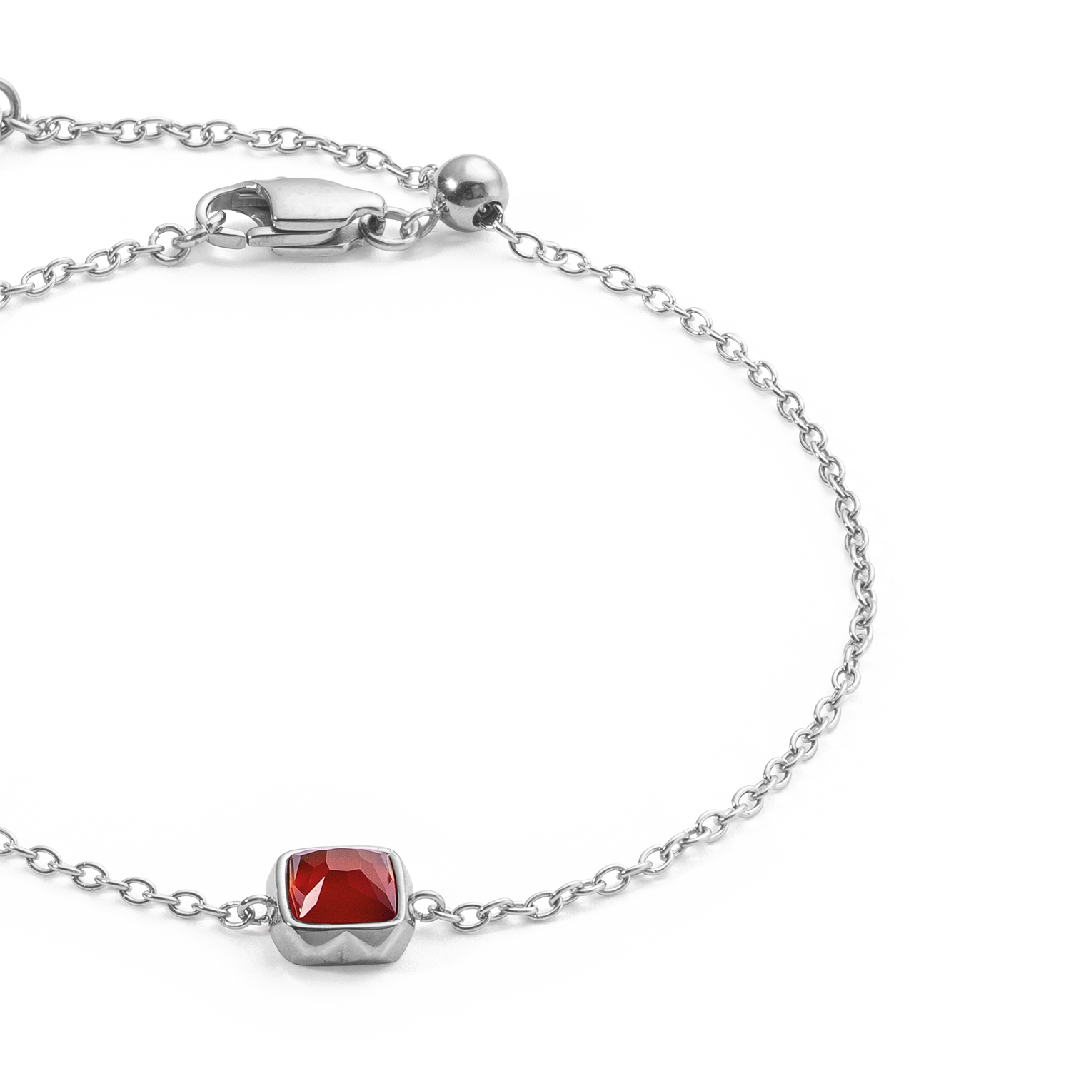 Birthstone Janvier Bracelet Agate Rouge Argent