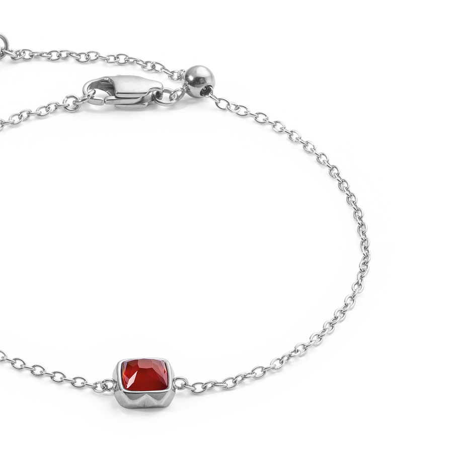 Birthstone Janvier Bracelet Agate Rouge Argent