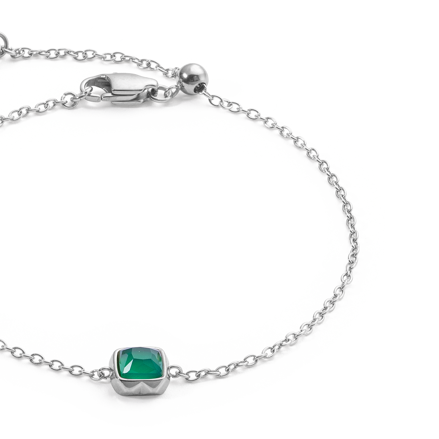 Birthstone Mai Bracelet Agate Verte Argent