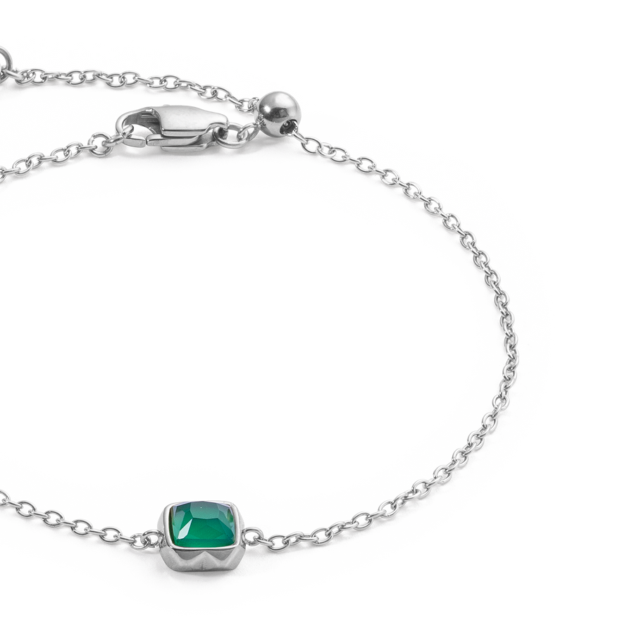 Birthstone Mai Bracelet Agate Verte Argent