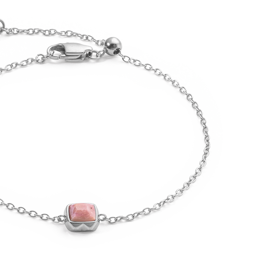 Birthstone Juillet Bracelet Rhodochrosite Argent