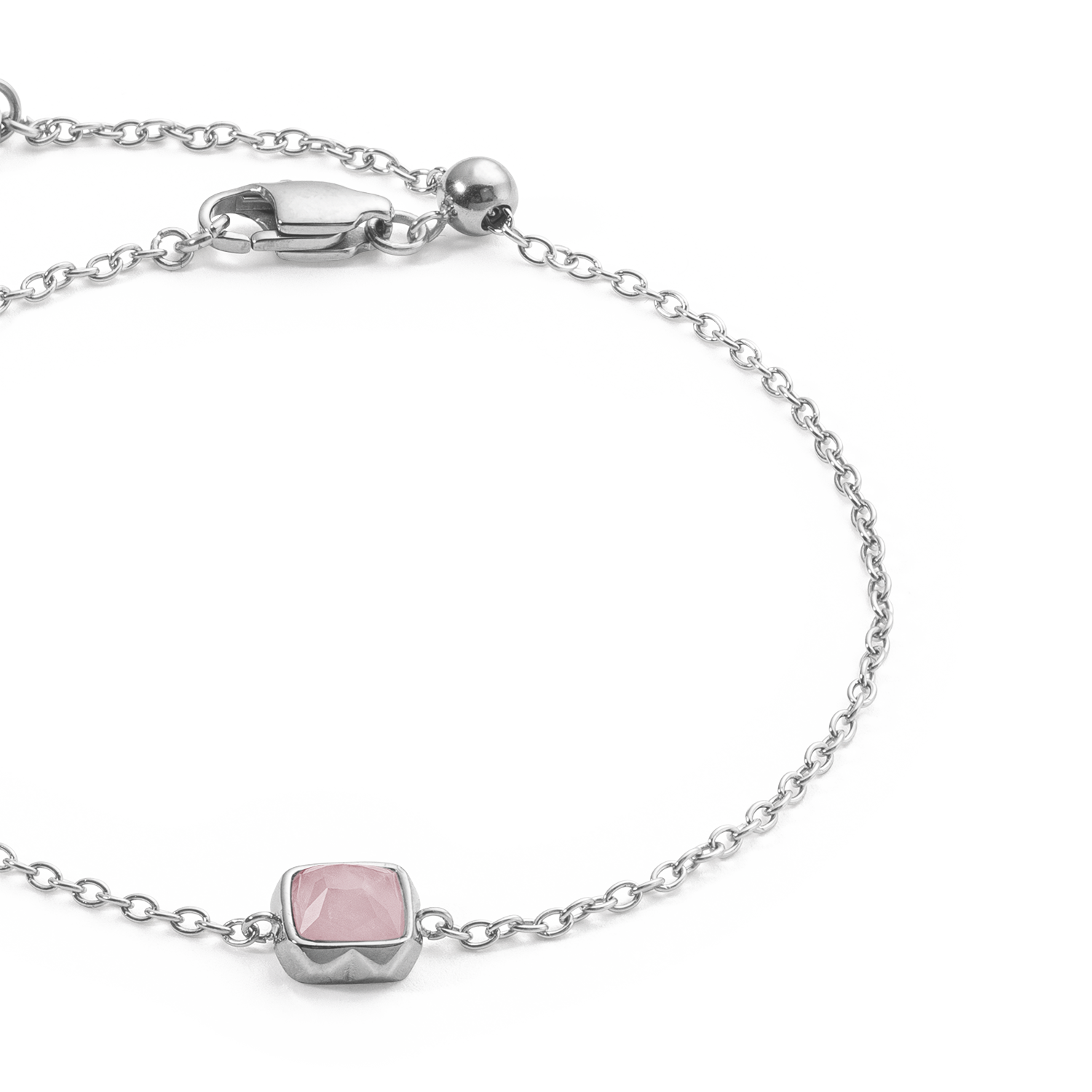 Birthstone Octobre Bracelet Quartz Rose Argent