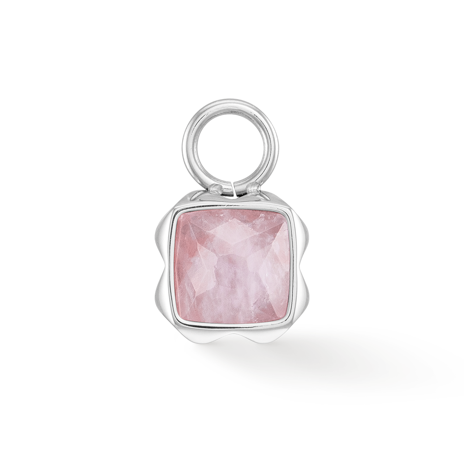 Birthstone Octobre Charm Quartz Rose Argent