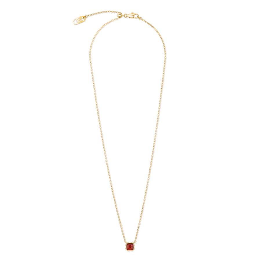 Birthstone Janvier Collier Agate Rouge Or