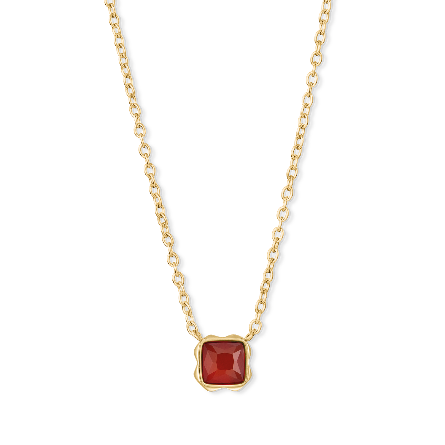 Birthstone Janvier Collier Agate Rouge Or