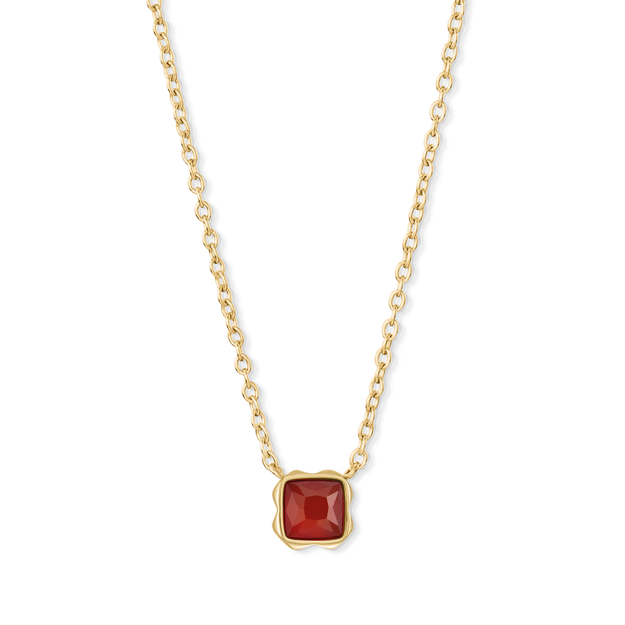 Birthstone Janvier Collier Agate Rouge Or