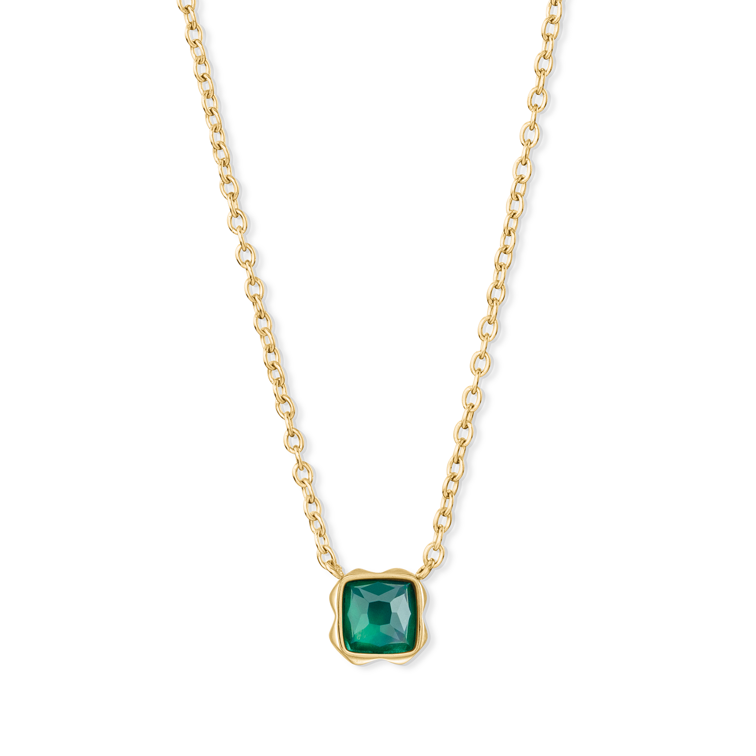 Birthstone Mai Collier Agate Verte Or