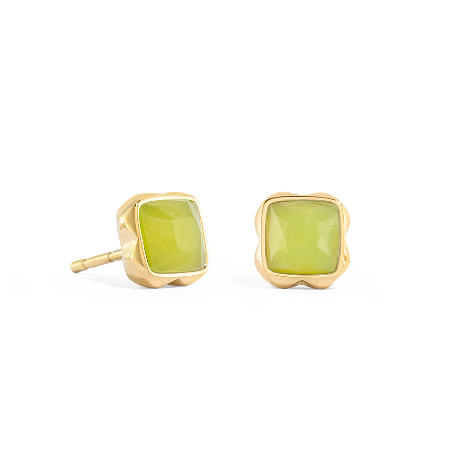 Birthstone Août Clou d'oreille Jade Vert Or