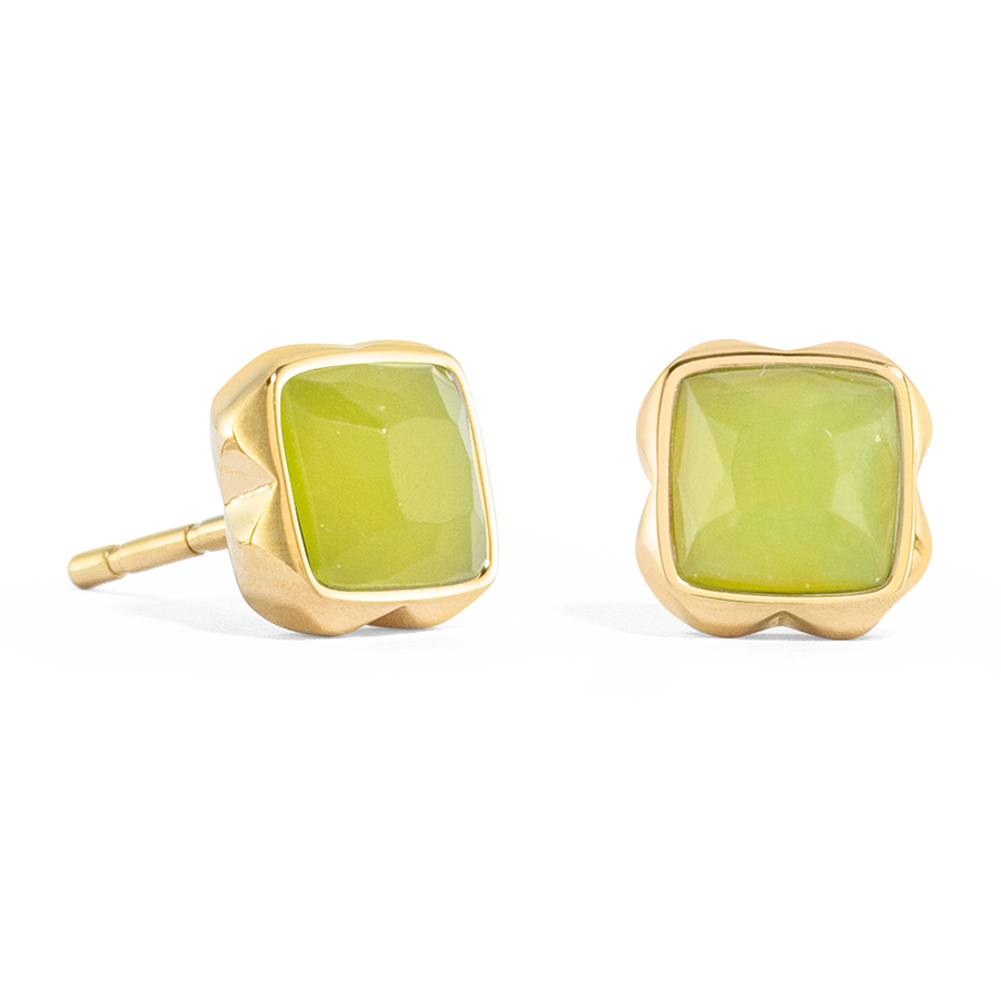 Birthstone Août Clou d'oreille Jade Vert Or