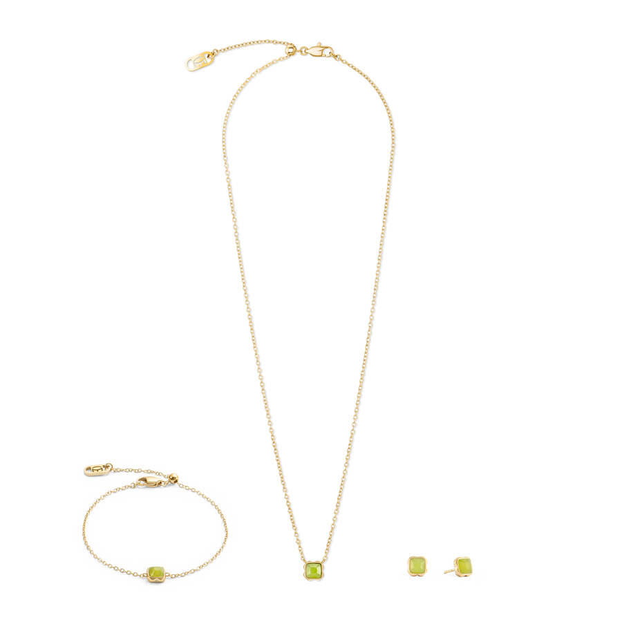Birthstone Août Clou d'oreille Jade Vert Or