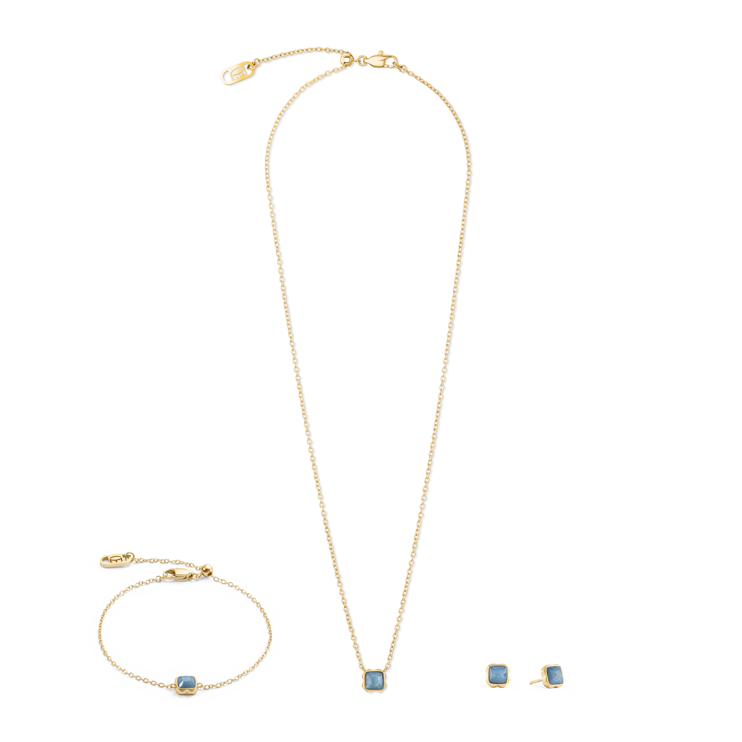 Birthstone Mars Boucles d'oreilles Aventurine Bleue Or