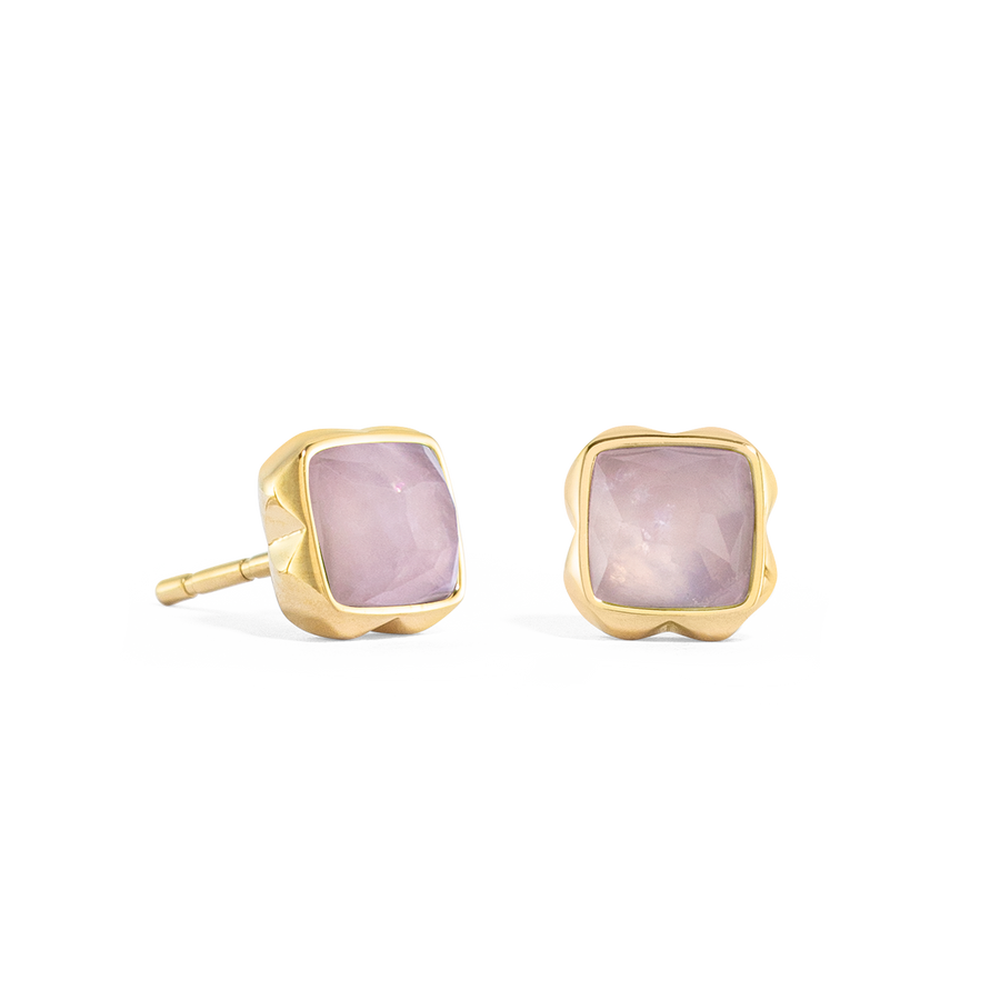 Birthstone Octobre Boucles d'oreille Quartz Rose Or