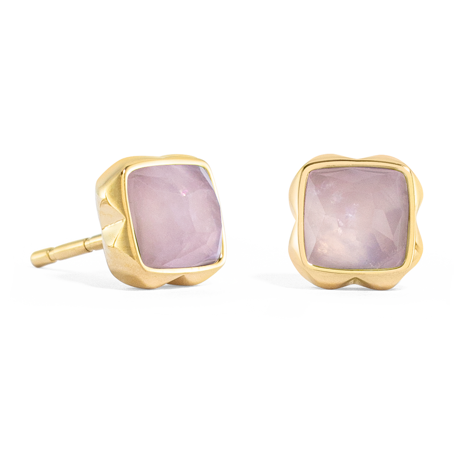 Birthstone Octobre Boucles d'oreille Quartz Rose Or