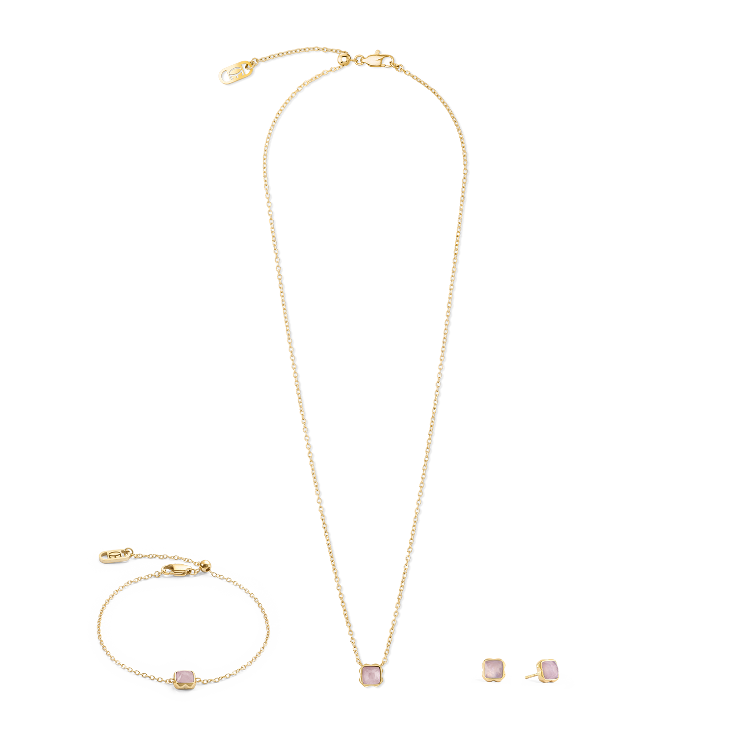Birthstone Octobre Boucles d'oreille Quartz Rose Or