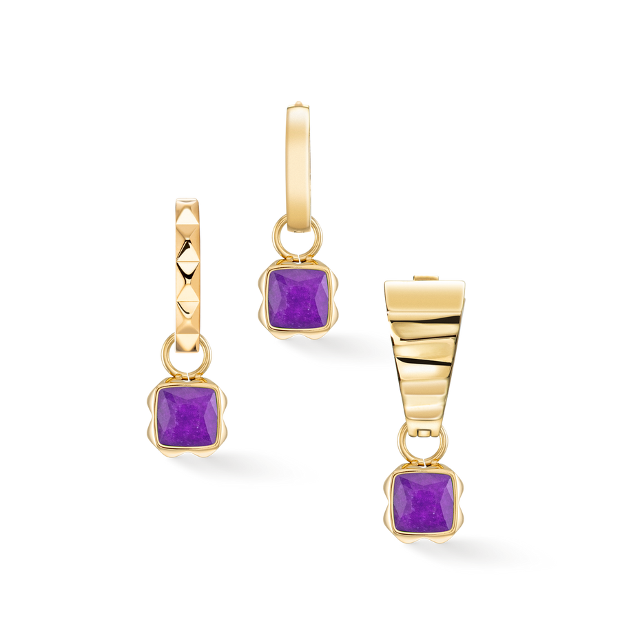 Birthstone Février Charm Sugilite or
