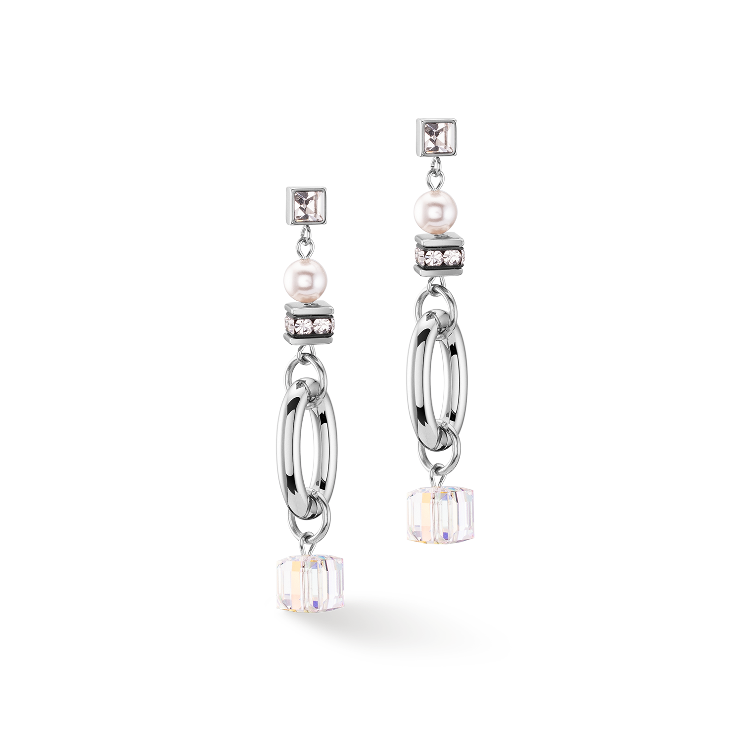 Boucles d'oreilles Chunky Chain & Cubes Runway Exlusive argent