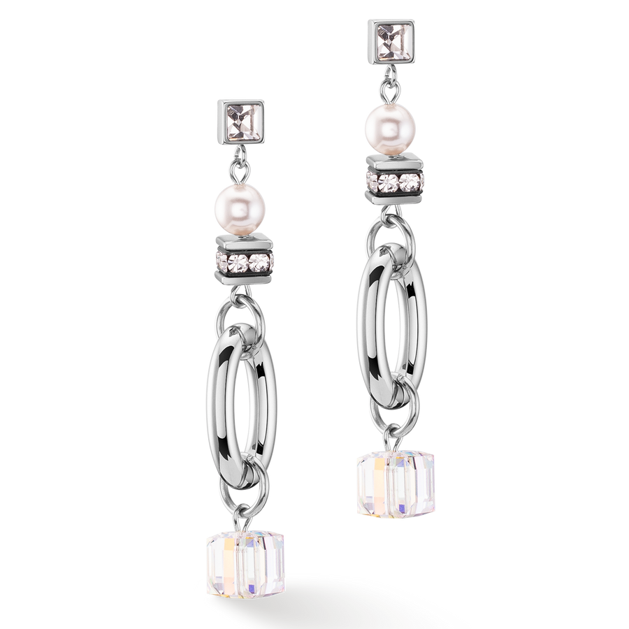 Boucles d'oreilles Chunky Chain & Cubes Runway Exlusive argent
