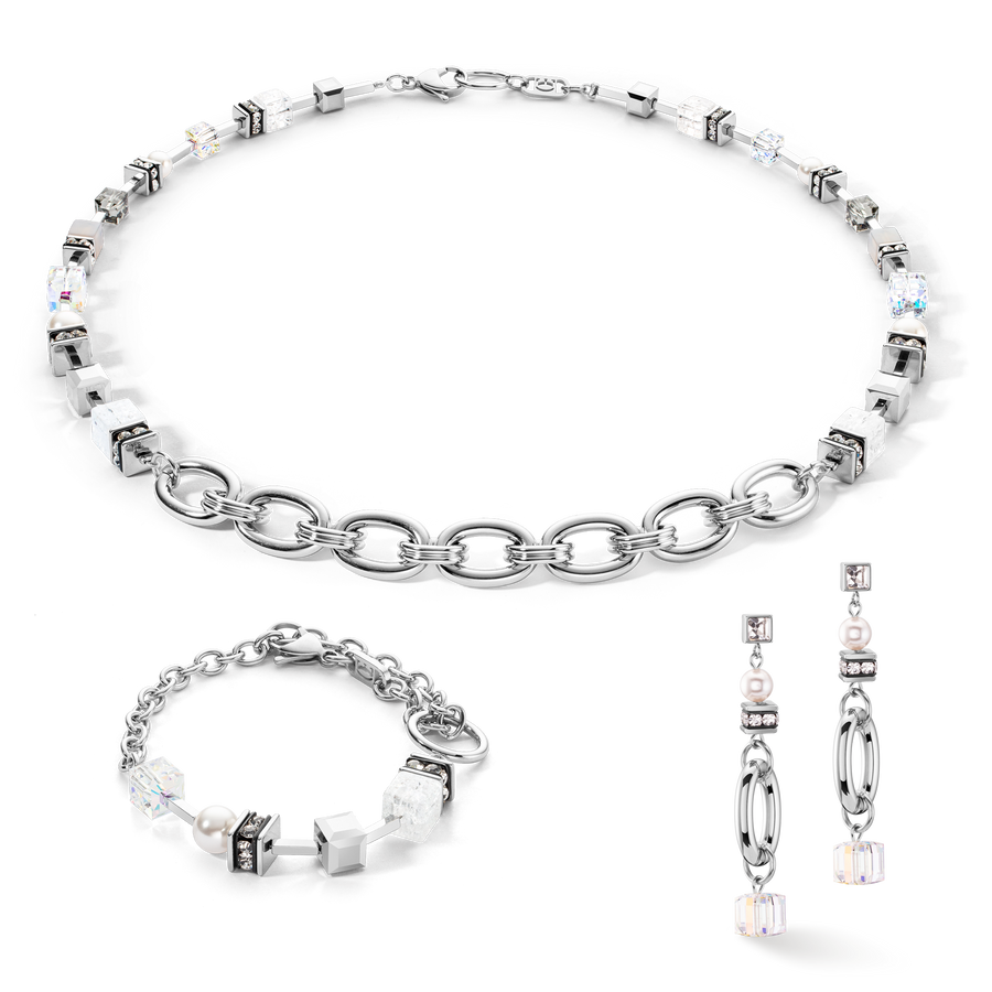 Boucles d'oreilles Chunky Chain & Cubes Runway Exlusive argent