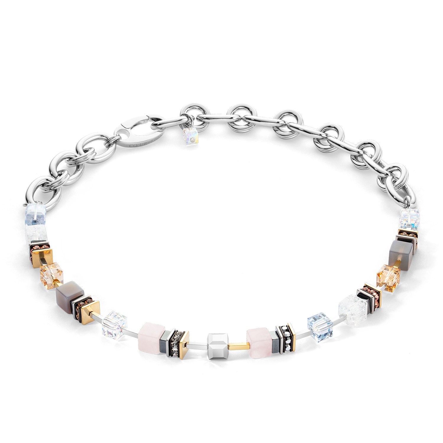 Collier Chunky Cubes & Chain Runway Exlusive bicolore