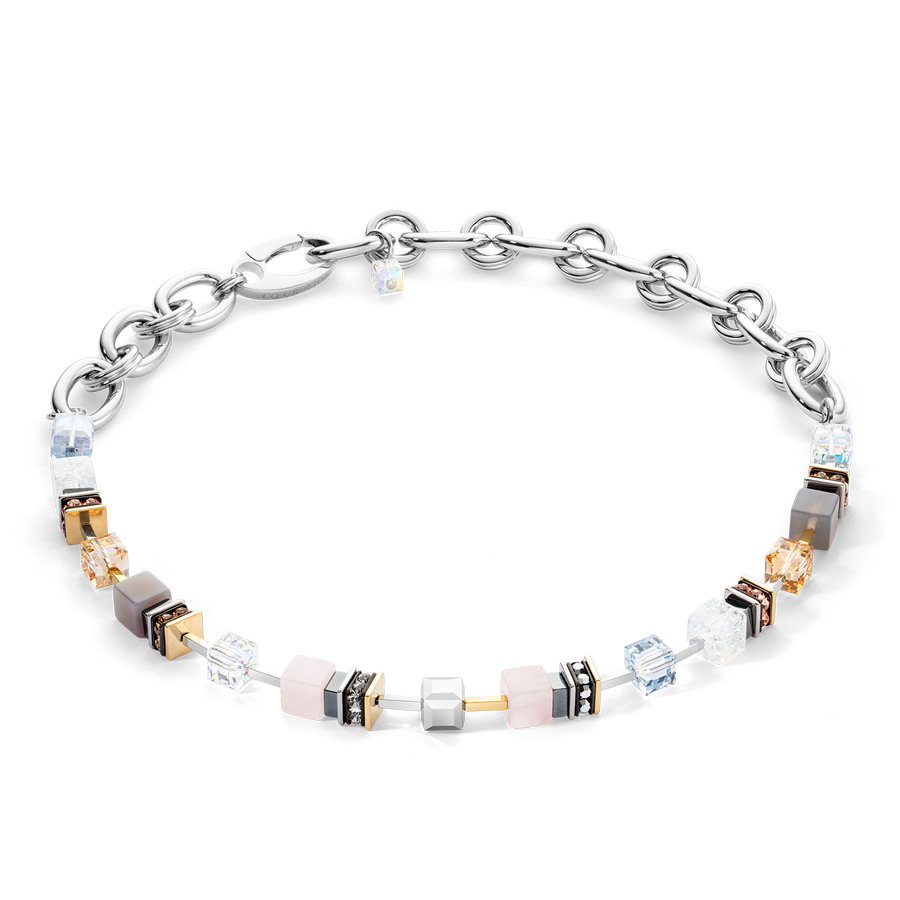 Collier Chunky Cubes & Chain Runway Exlusive bicolore