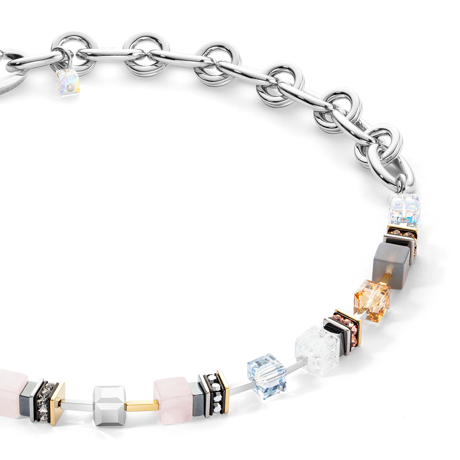 Collier Chunky Cubes & Chain Runway Exlusive bicolore
